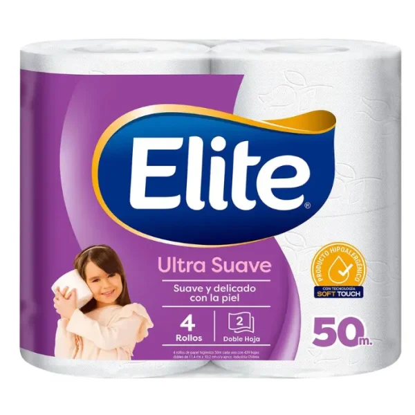 Papel Higienico Elite 4 Rollos 50 metros doble hoja