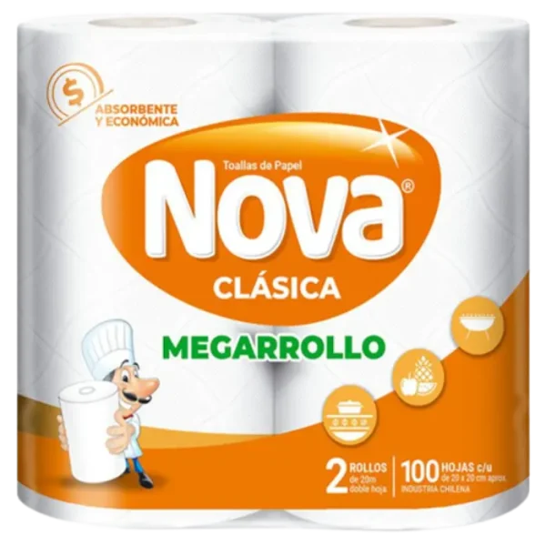 Toalla Nova Clásica Megarrollo 2 rollos 30 metros doble hoja